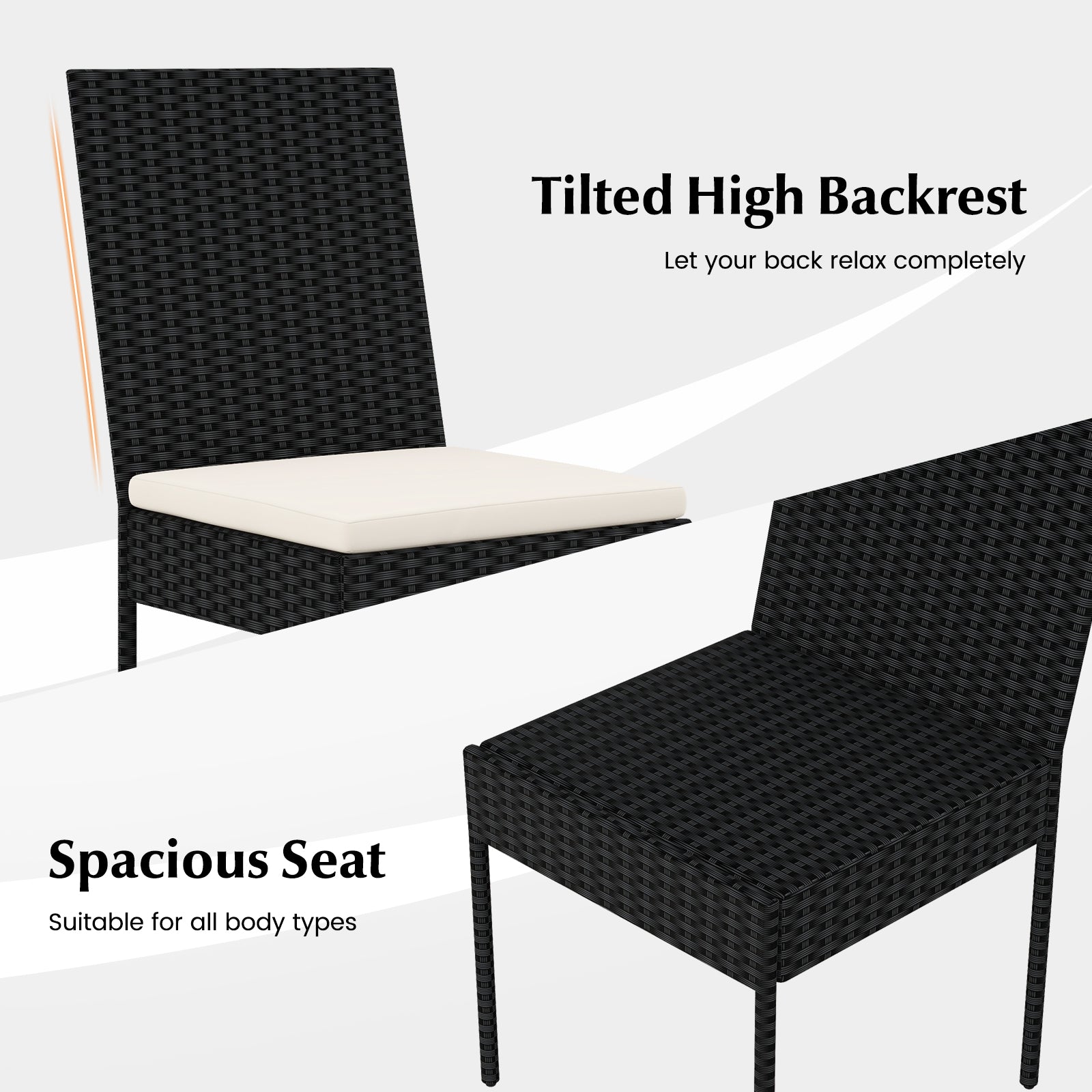 PE Wicker Patio Chairs Set of 2/4 with Cushions for Porch Deck Garden and Backyard-2 Pieces Patio Bar Furniture at Gallery Canada