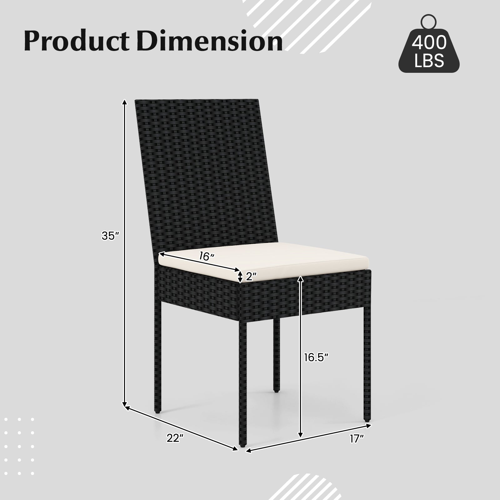 PE Wicker Patio Chairs Set of 2/4 with Cushions for Porch Deck Garden and Backyard-2 Pieces Patio Bar Furniture at Gallery Canada