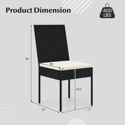 PE Wicker Patio Chairs Set of 2/4 with Cushions for Porch Deck Garden and Backyard-2 Pieces Patio Bar Furniture at Gallery Canada