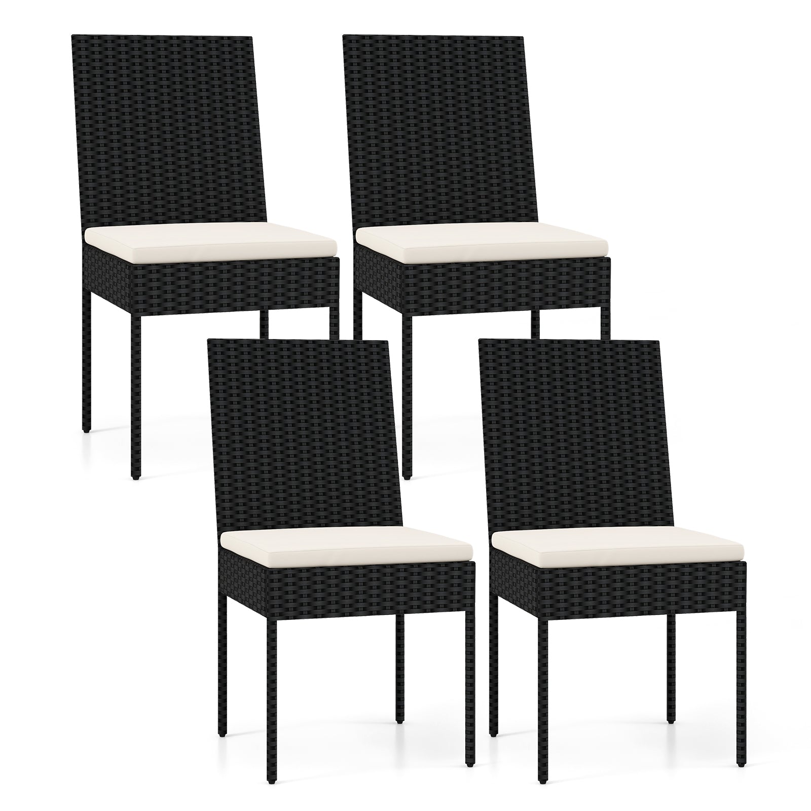 PE Wicker Patio Chairs Set Of 4 With Cushions, 4 Pieces Patio Bar Furniture Options at Gallery Canada