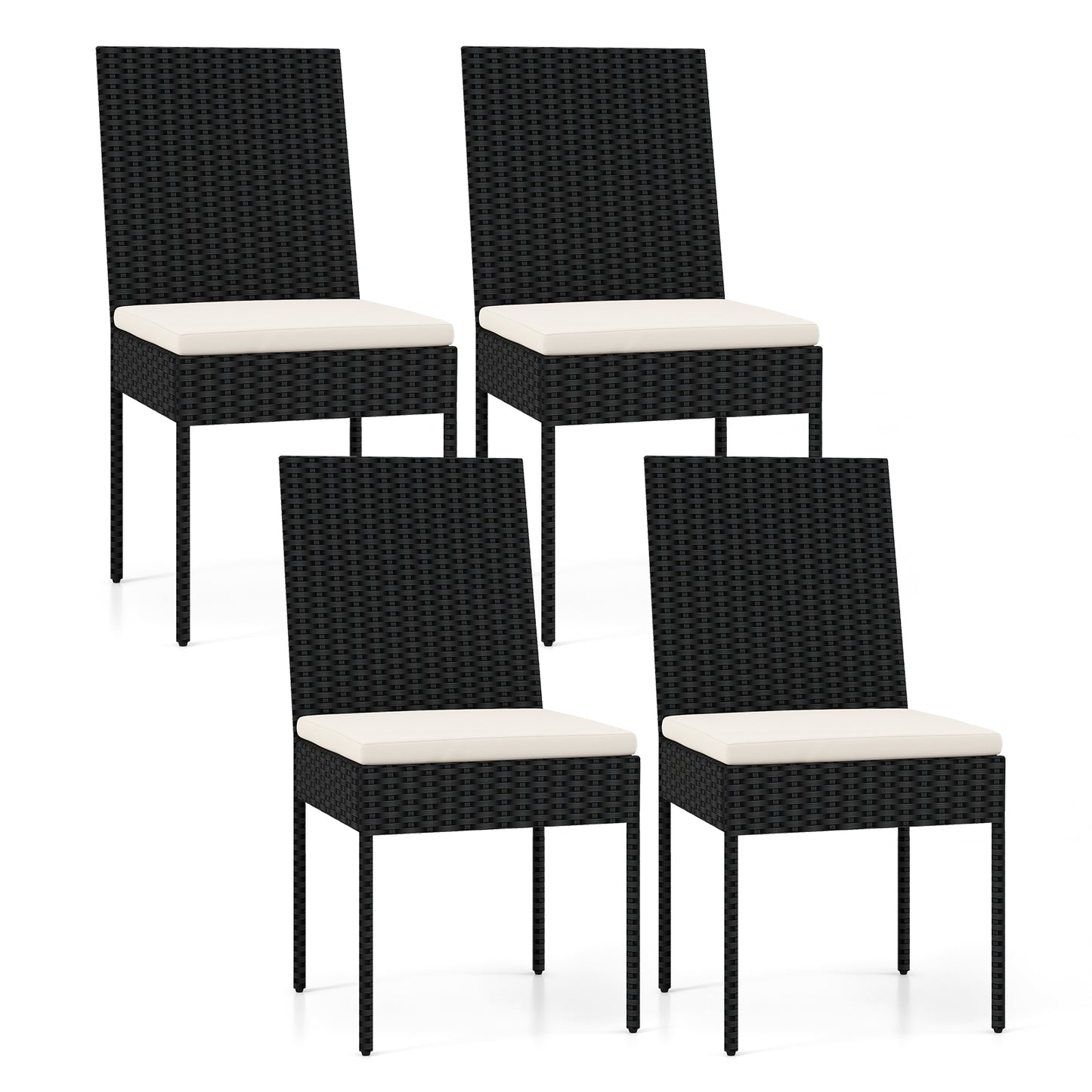 PE Wicker Patio Chairs Set Of 4 With Cushions, 4 Pieces Patio Bar Furniture Options at Gallery Canada