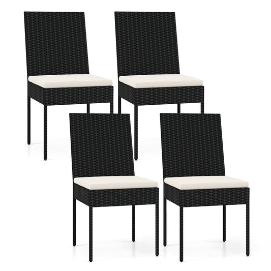 PE Wicker Patio Chairs Set Of 4 With Cushions, 4 Pieces Patio Bar Furniture Options at Gallery Canada