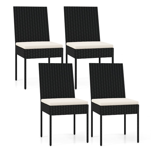 PE Wicker Patio Chairs Set Of 4 With Cushions, 4 Pieces