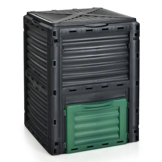 80-Gallon Outdoor Composter with Large Openable Lid and Bottom Exit Door, Green Garden Tools Black at Gallery Canada