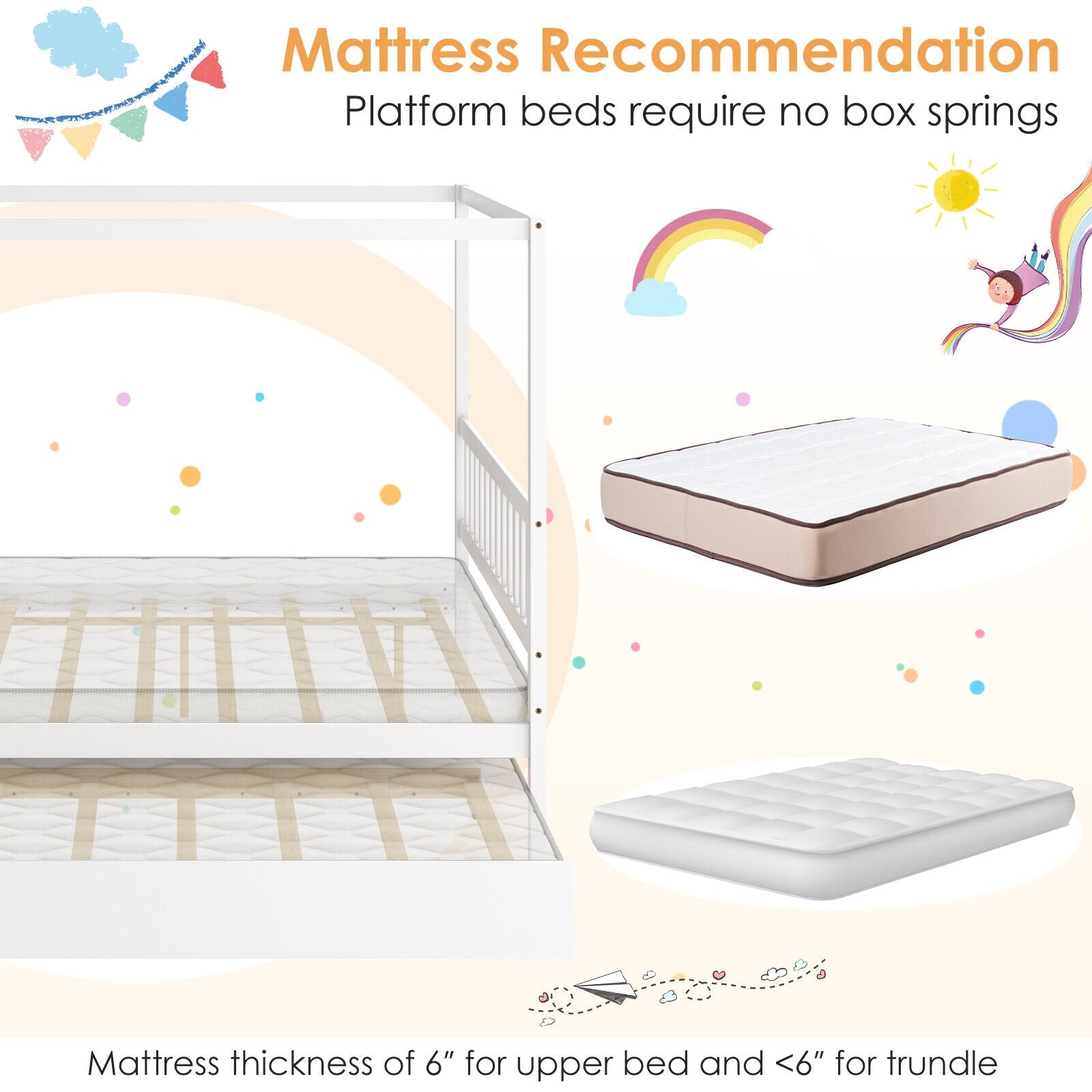 Full Size Canopy Bed with Trundle Wooden Platform Bed Frame Headboard, White Trundle Bed Frame at Gallery Canada