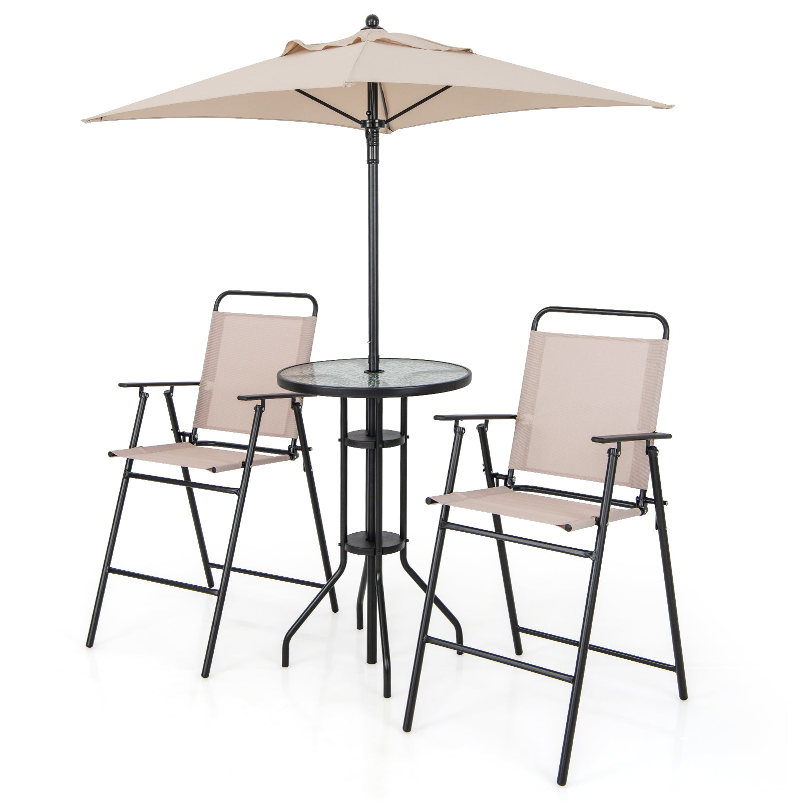 4 Pieces Outdoor Bar Set with Umbrella, Beige Patio Bar Furniture at Gallery Canada