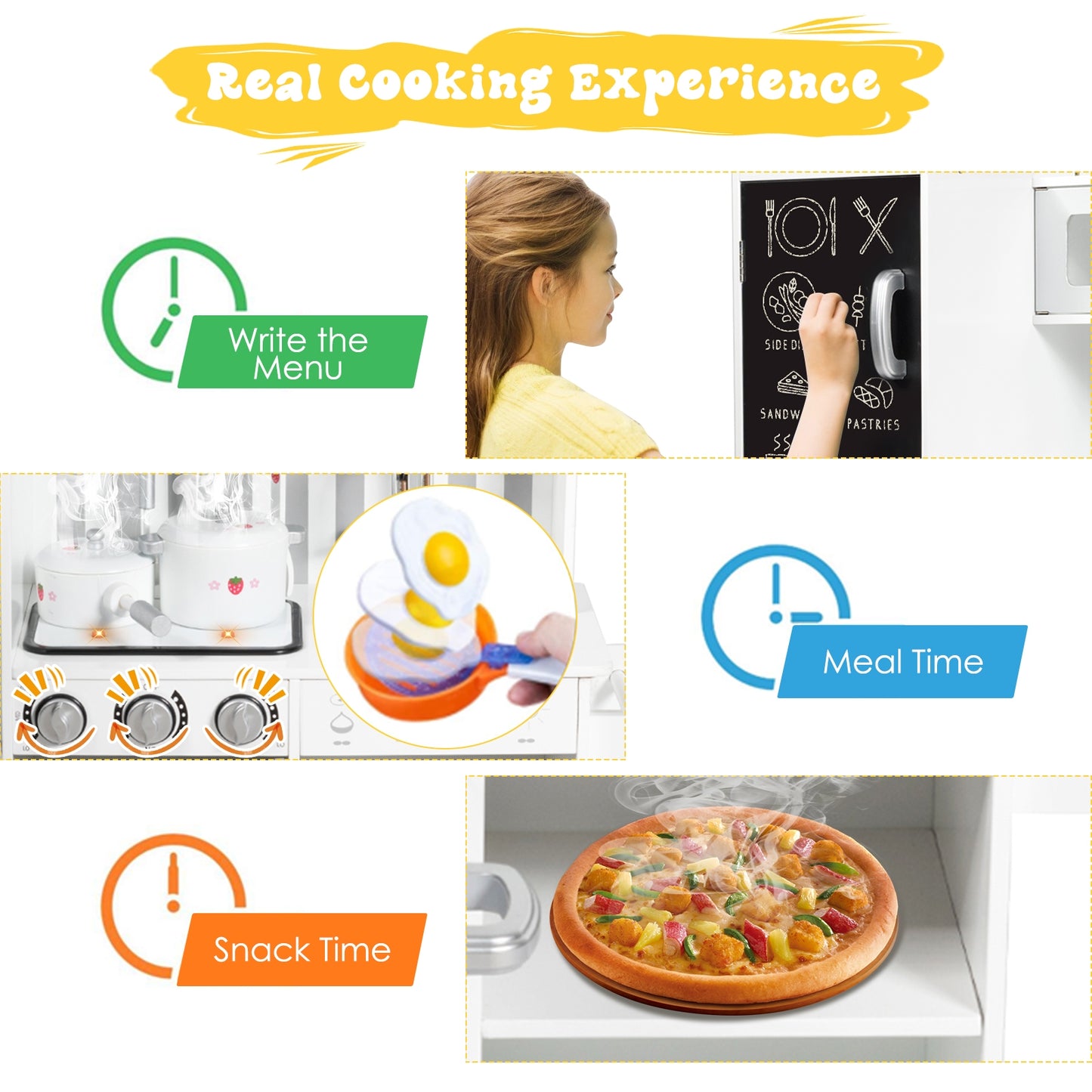 Wooden Pretend Play Kitchen Sets with Simulated Sound, White Play Kitchen Sets at Gallery Canada