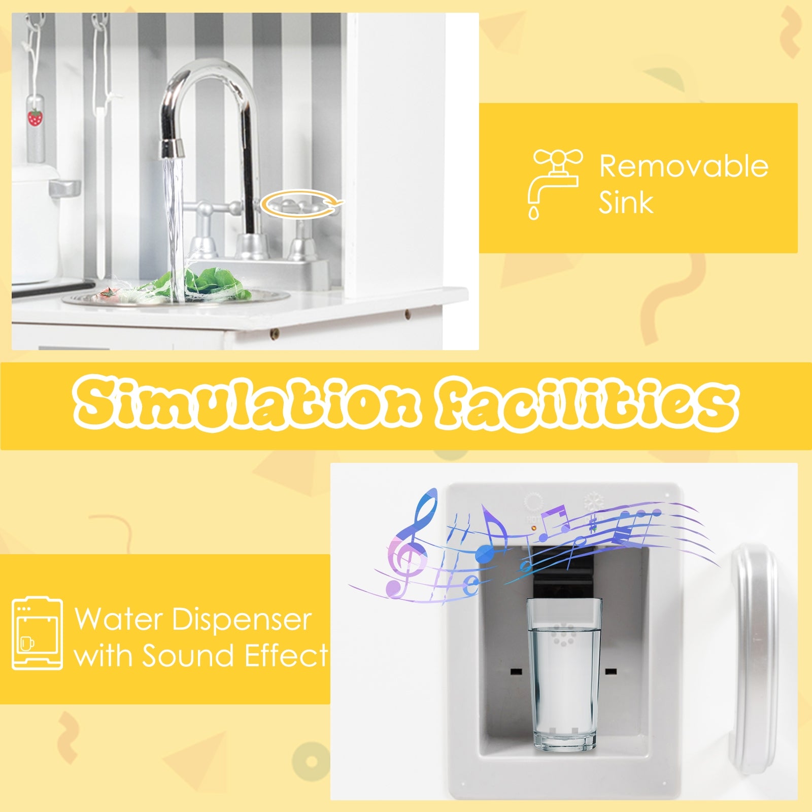 Wooden Pretend Play Kitchen Sets with Simulated Sound, White Play Kitchen Sets at Gallery Canada