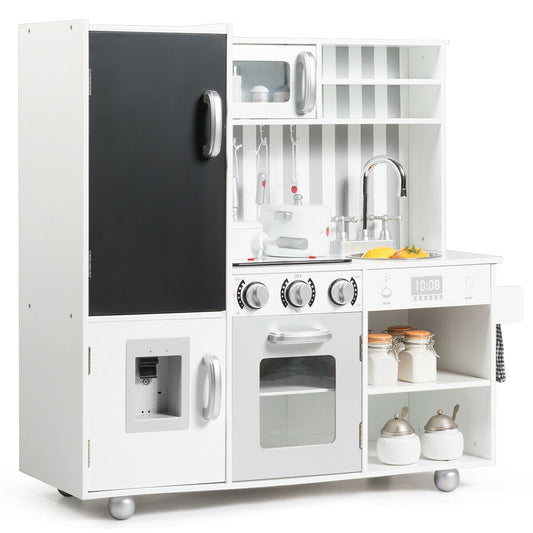 Wooden Pretend Play Kitchen Sets with Simulated Sound, White Play Kitchen Sets White at Gallery Canada