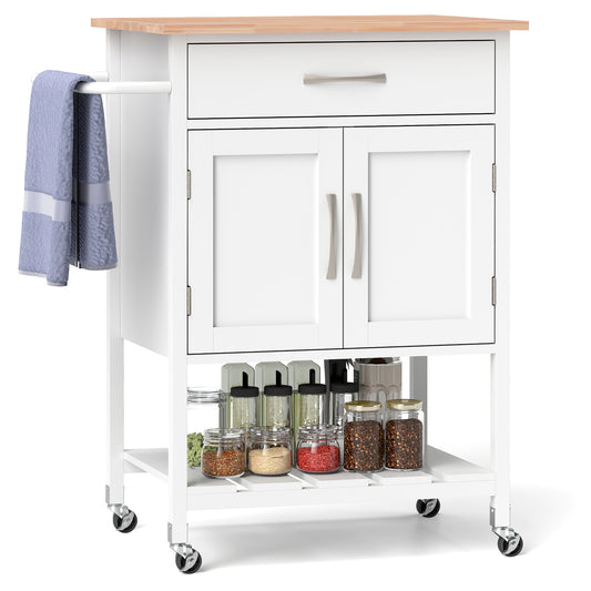 Rolling Kitchen Island Cart With Drawer, Towel Rack, White Kitchen Islands & Carts White at Gallery Canada