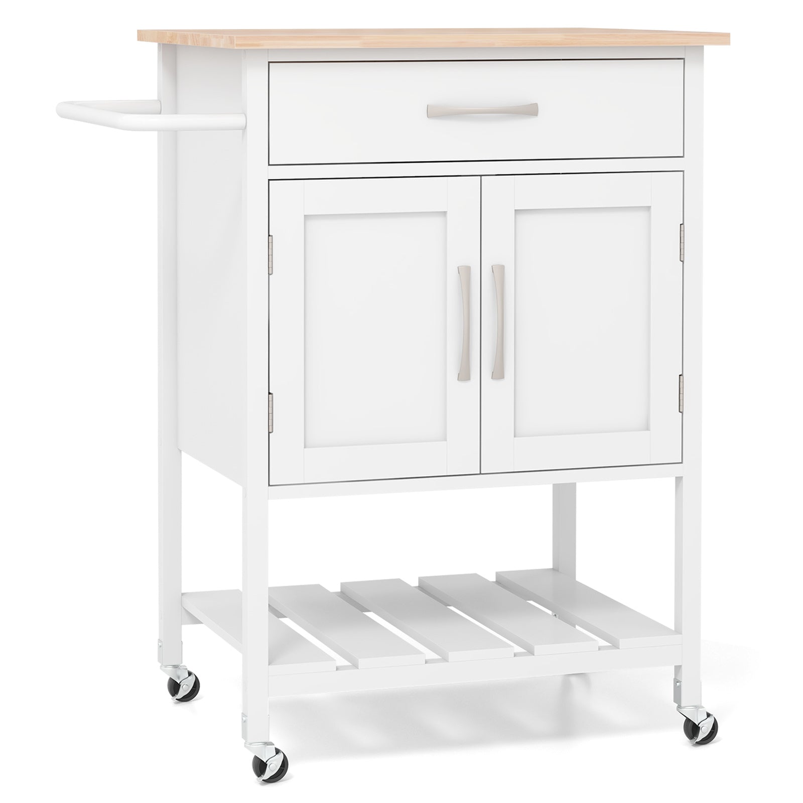 Rolling Kitchen Island Cart with Drawer and Towel Rack, White Kitchen Islands & Carts at Gallery Canada