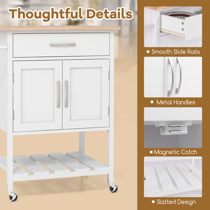 Rolling Kitchen Island Cart with Drawer and Towel Rack, White Kitchen Islands & Carts at Gallery Canada