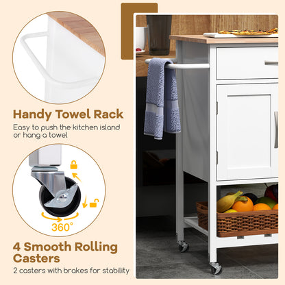 Rolling Kitchen Island Cart with Drawer and Towel Rack, White Kitchen Islands & Carts at Gallery Canada