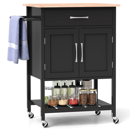 Rolling Kitchen Island Cart with Drawer and Towel Rack, Black Kitchen Islands & Carts Black at Gallery Canada