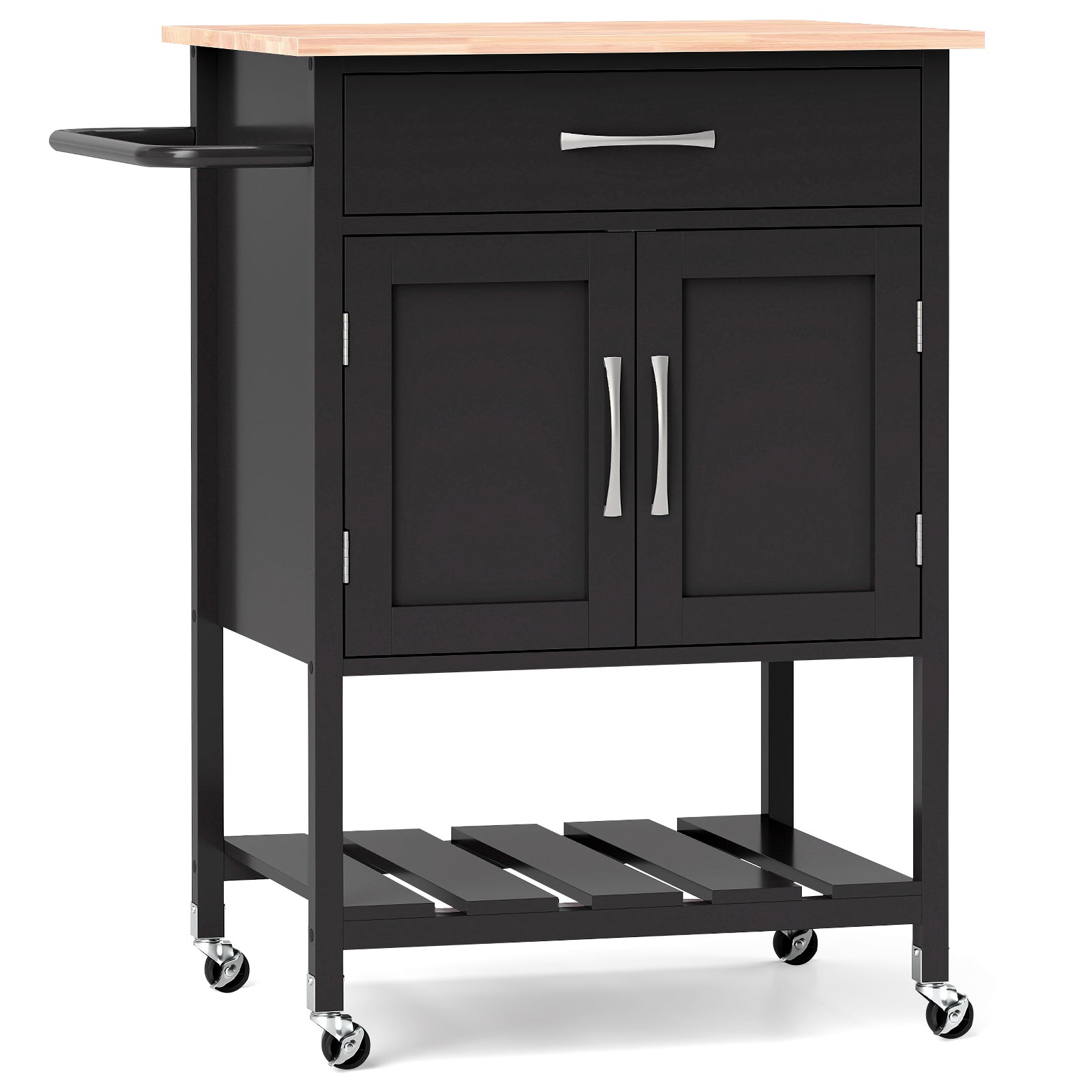 Rolling Kitchen Island Cart with Drawer and Towel Rack, Black Kitchen Islands & Carts at Gallery Canada