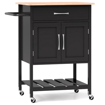 Rolling Kitchen Island Cart with Drawer and Towel Rack, Black Kitchen Islands & Carts at Gallery Canada