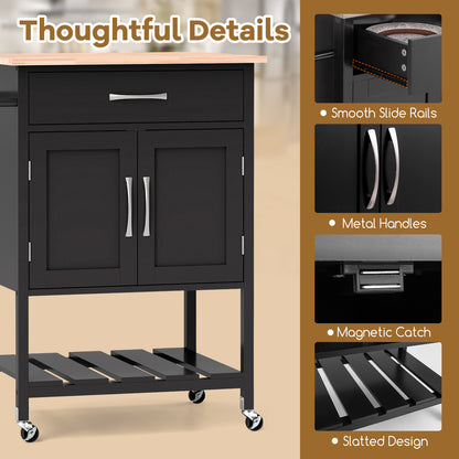 Rolling Kitchen Island Cart with Drawer and Towel Rack, Black Kitchen Islands & Carts at Gallery Canada