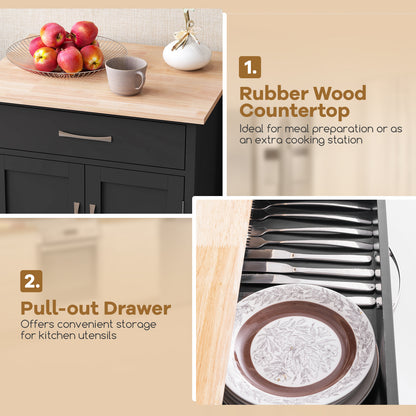 Rolling Kitchen Island Cart with Drawer and Towel Rack, Black Kitchen Islands & Carts at Gallery Canada