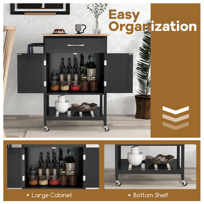 Rolling Kitchen Island Cart with Drawer and Towel Rack, Black Kitchen Islands & Carts at Gallery Canada