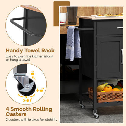 Rolling Kitchen Island Cart with Drawer and Towel Rack, Black Kitchen Islands & Carts at Gallery Canada