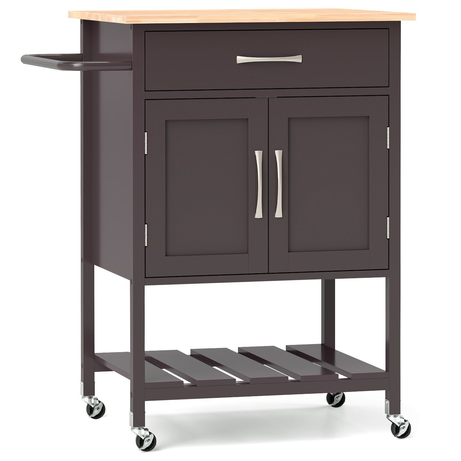 Rolling Kitchen Island Cart with Drawer and Towel Rack, Brown Kitchen Islands & Carts at Gallery Canada