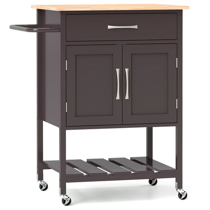 Rolling Kitchen Island Cart with Drawer and Towel Rack, Brown Kitchen Islands & Carts at Gallery Canada