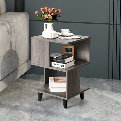2 Pieces Wooden Modern Nightstand Set with Legs for Living Room, Gray Nightstands at Gallery Canada