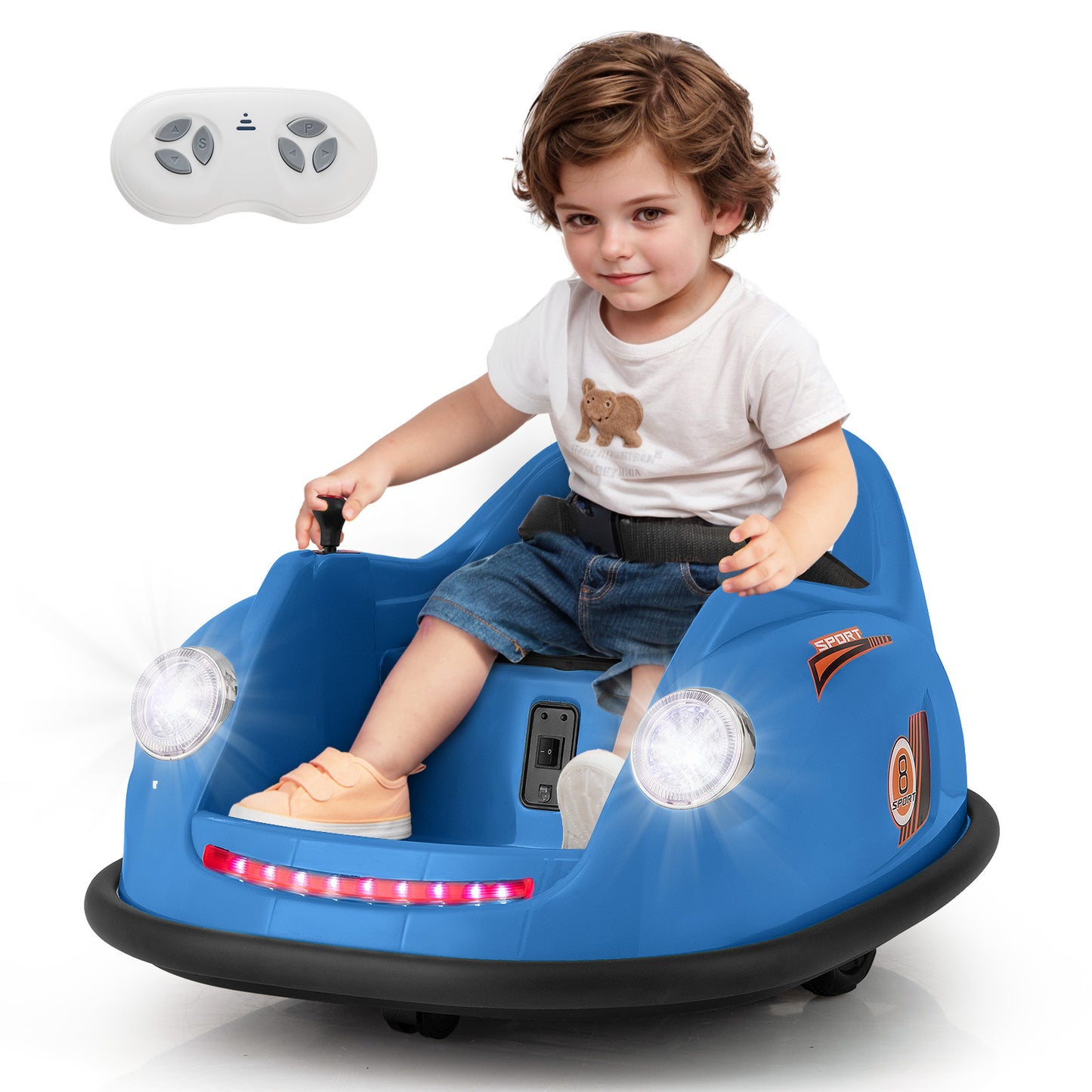 12V Electric Kids Ride on Bumper Car Battery Powered Bumping Car with Remote Control, Navy Powered Ride On Toys at Gallery Canada