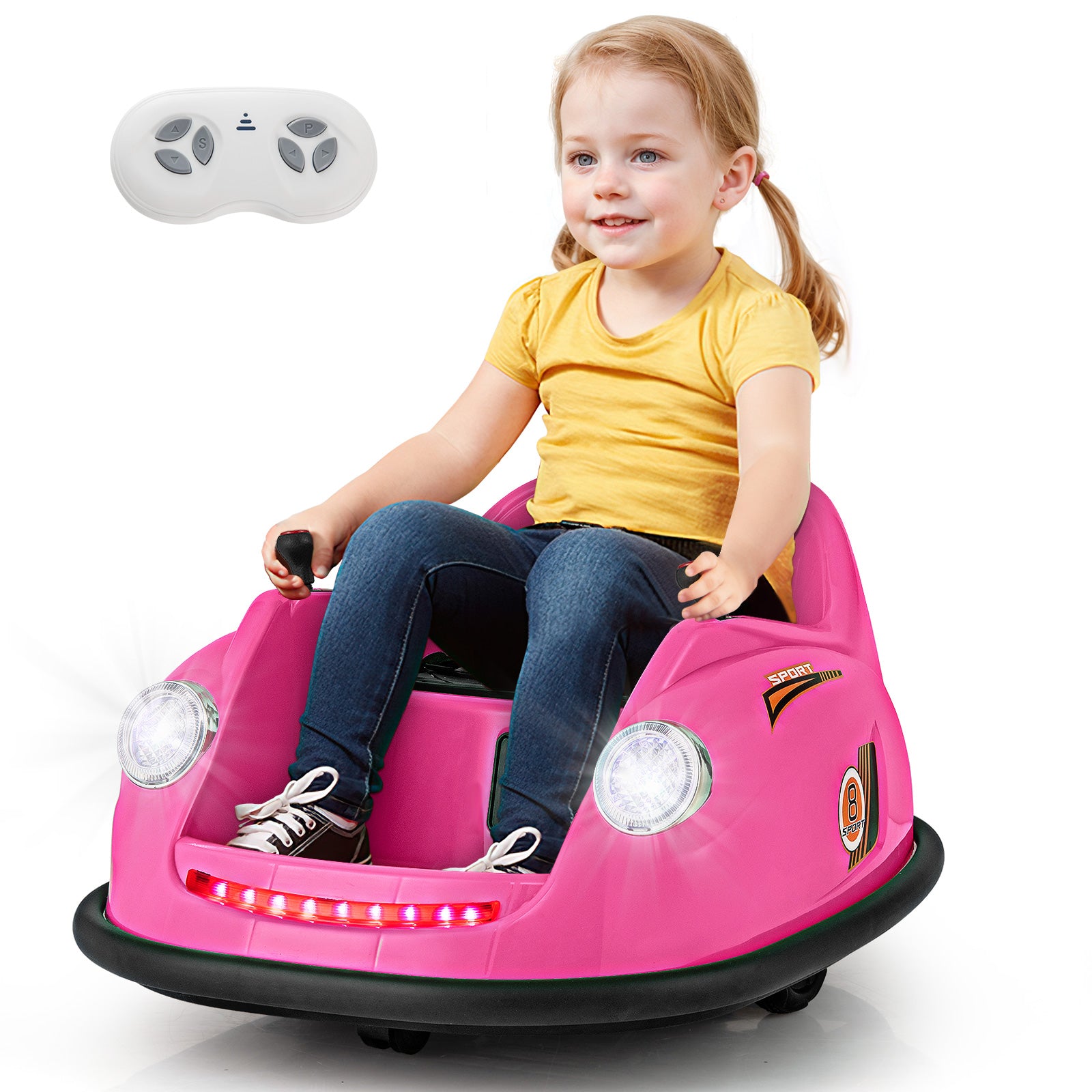 12V Electric Kids Ride on Bumper Car Battery Powered Bumping Car with Remote Control, Pink Powered Ride On Toys at Gallery Canada
