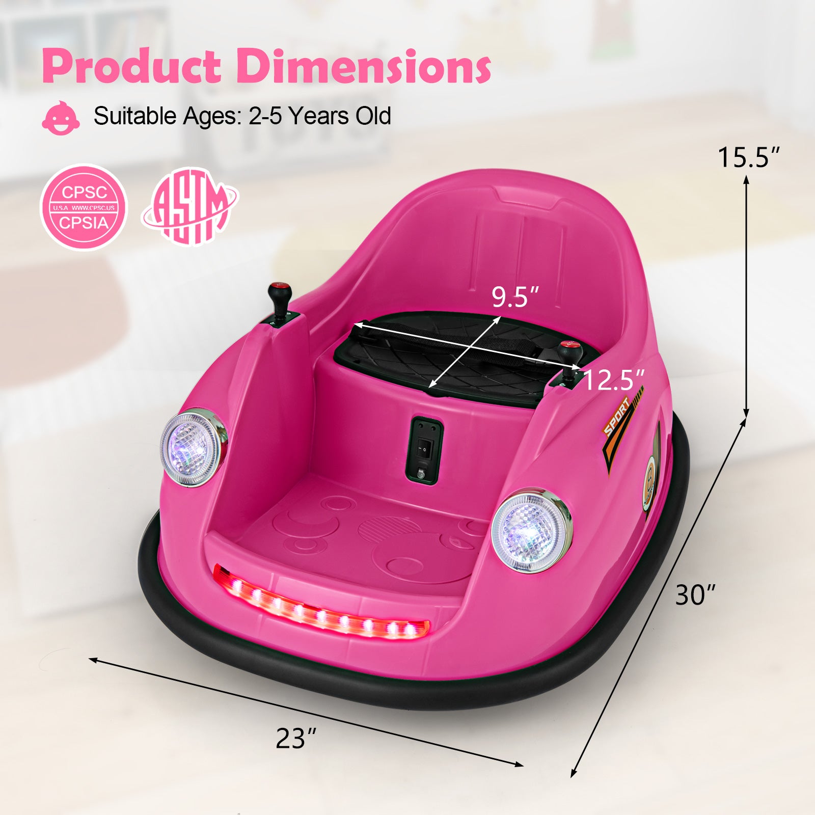 12V Electric Kids Ride on Bumper Car Battery Powered Bumping Car with Remote Control, Pink Powered Ride On Toys at Gallery Canada