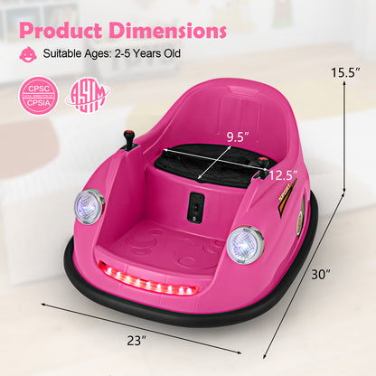 12V Electric Kids Ride on Bumper Car Battery Powered Bumping Car with Remote Control, Pink Powered Ride On Toys at Gallery Canada