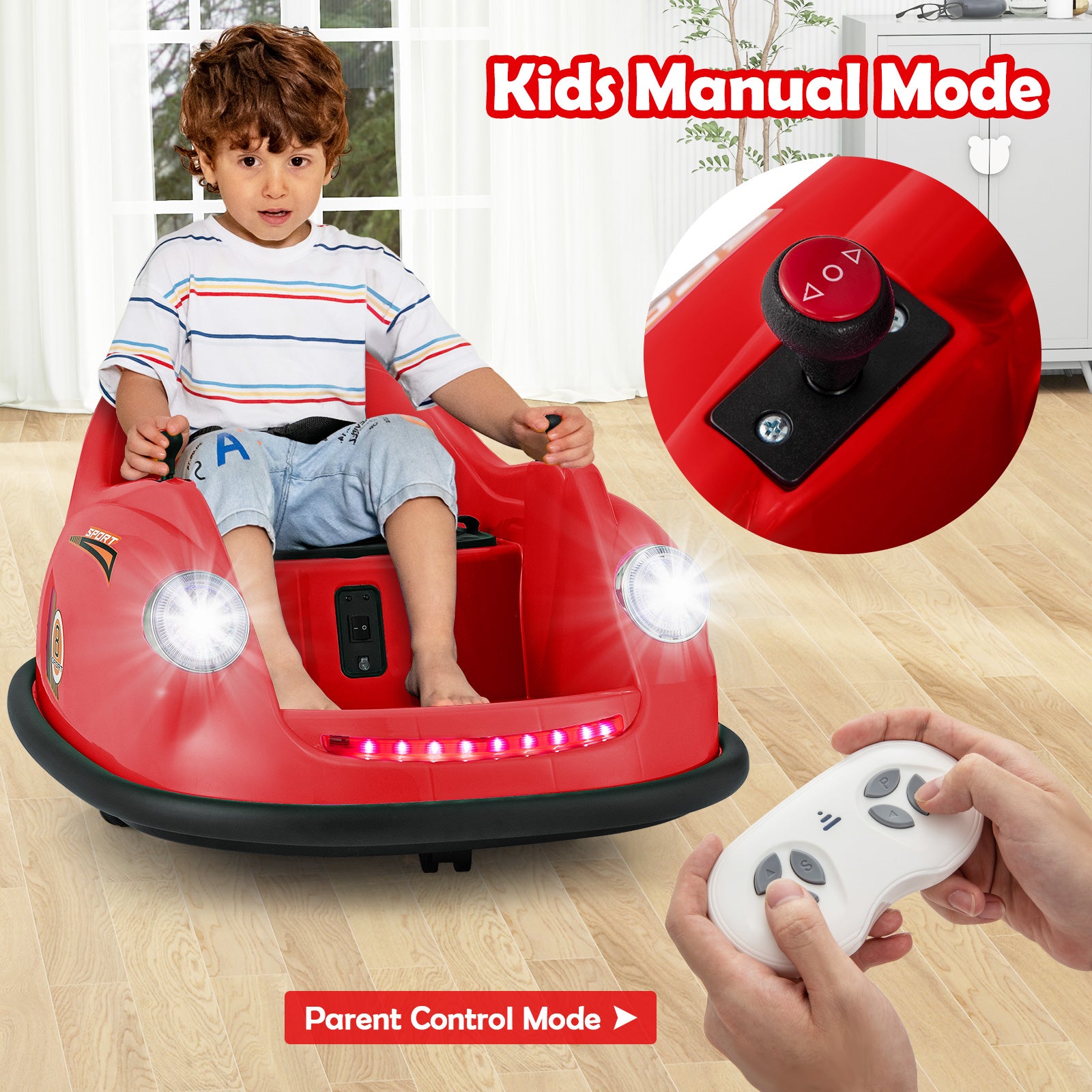 12V Electric Kids Ride on Bumper Car Battery Powered Bumping Car with Remote Control, Red Powered Ride On Toys at Gallery Canada
