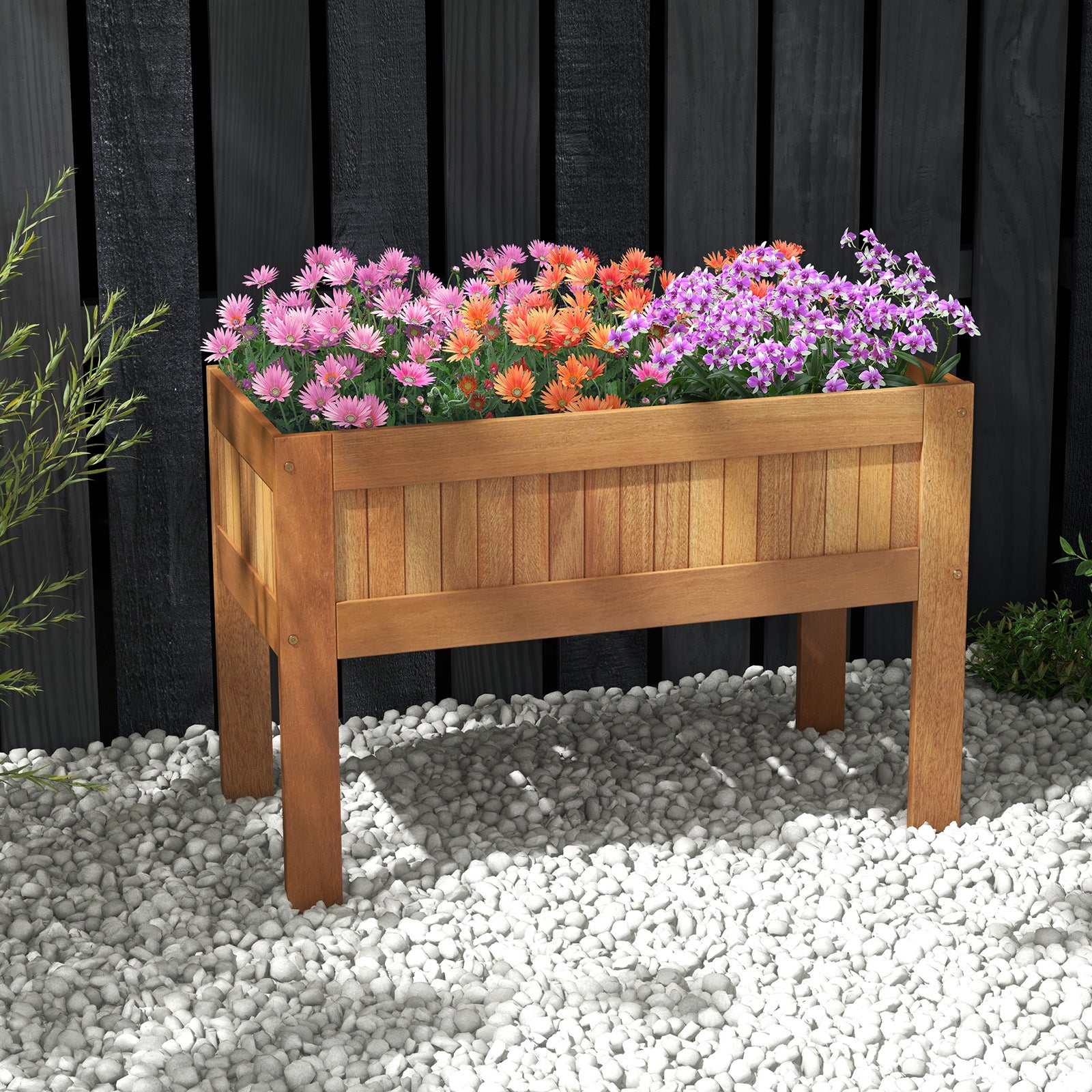 Wooden Raised Garden Bed Solid Wood Elevated Planter Box with Legs, Natural Raised Garden Beds at Gallery Canada