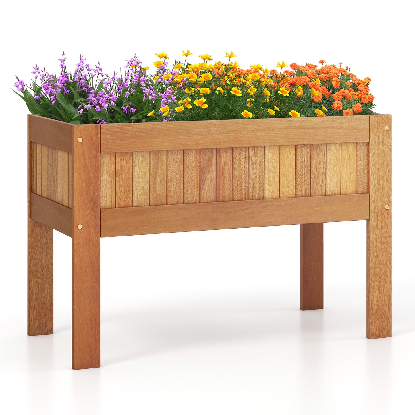 Lit de Jardin Surélevé en Bois, Bac à Plantes Surélevé avec Pieds, Naturel