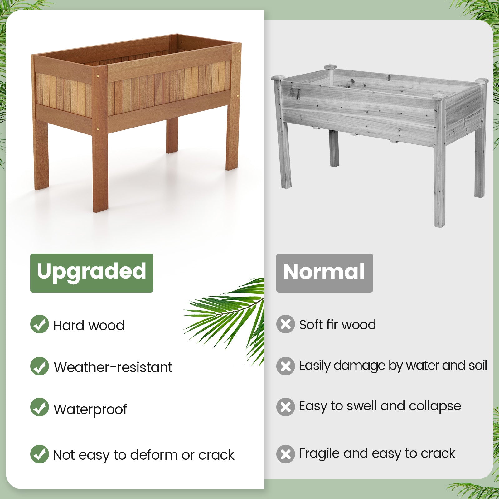 Wooden Raised Garden Bed Solid Wood Elevated Planter Box with Legs, Natural Raised Garden Beds at Gallery Canada