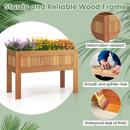 Wooden Raised Garden Bed Solid Wood Elevated Planter Box with Legs, Natural Raised Garden Beds at Gallery Canada