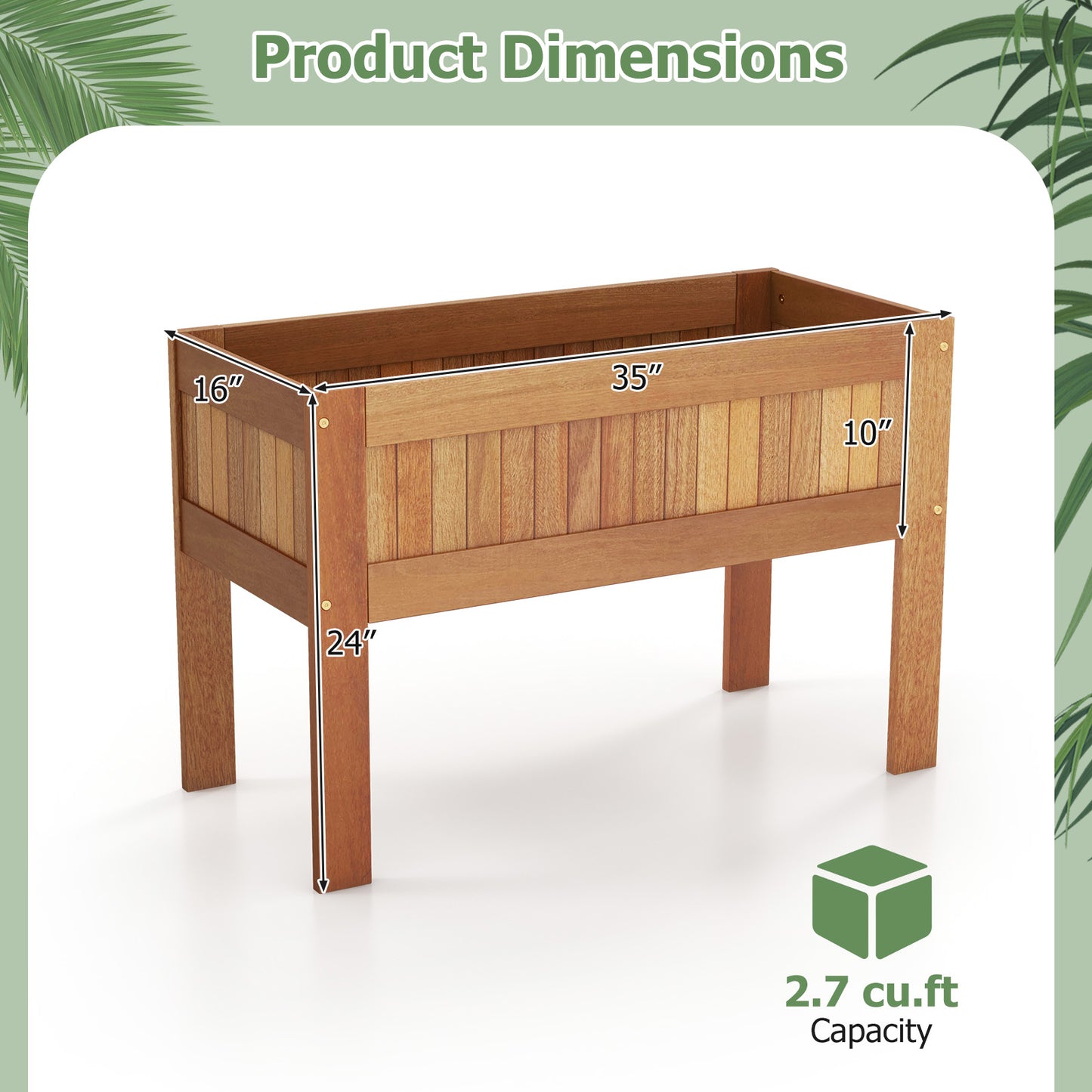 Wooden Raised Garden Bed Solid Wood Elevated Planter Box with Legs, Natural Raised Garden Beds at Gallery Canada