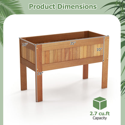 Wooden Raised Garden Bed Solid Wood Elevated Planter Box with Legs, Natural Raised Garden Beds at Gallery Canada