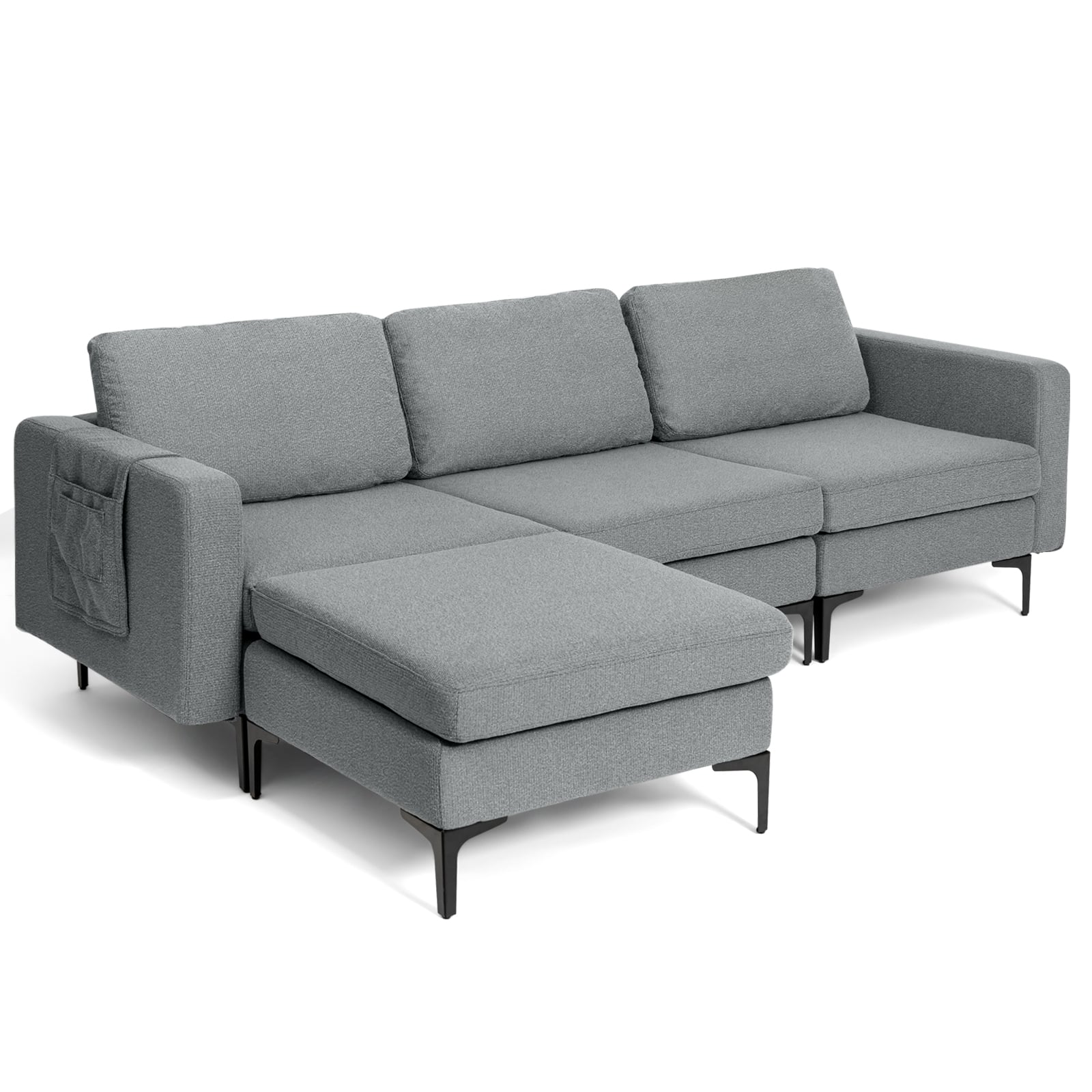 Modular L-Shaped Sectional Sofa, Reversible Chaise, 2 USB Ports, Dark Gray Sofas & Loveseats Dark Gray at Gallery Canada