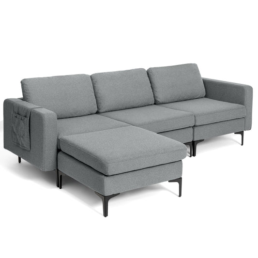 Modular L-Shaped Sectional Sofa, Reversible Chaise, 2 USB Ports, Dark Gray Sofas & Loveseats Dark Gray at Gallery Canada