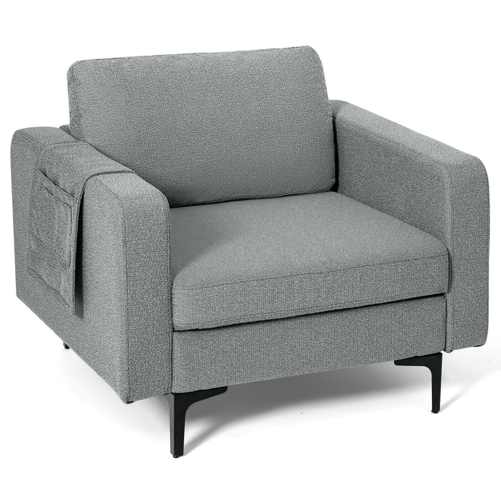 Convertible Sectional Sofa, 1-Seat, With Reversible Ottoman, Gray Accent Chairs Gray at Gallery Canada