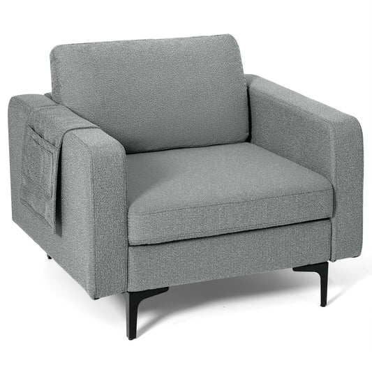Convertible Sectional Sofa, 1-Seat, With Reversible Ottoman, Gray Accent Chairs Gray at Gallery Canada