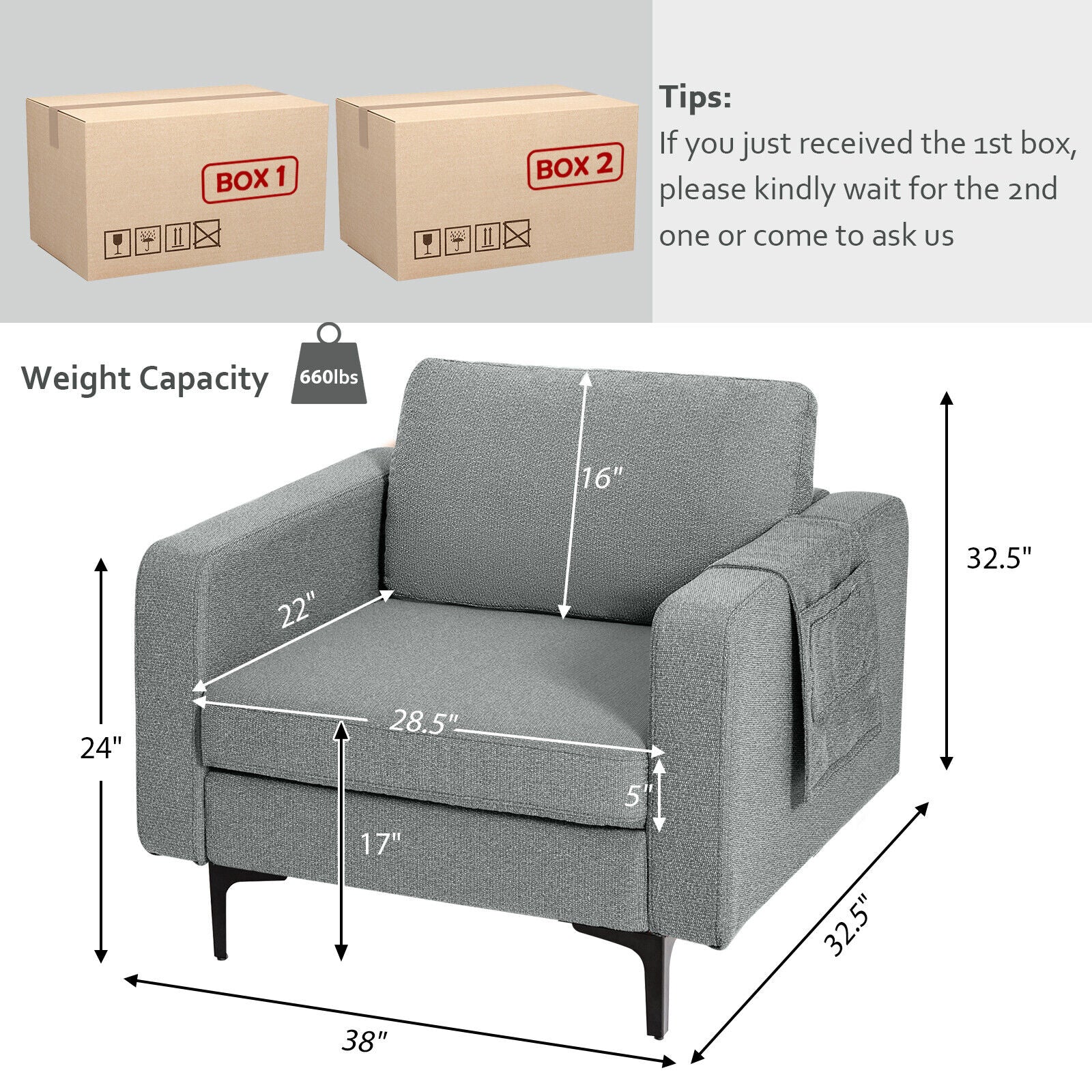 1/2/3/4-Seat Convertible Sectional Sofa with Reversible Ottoman-1-Seat, Gray Accent Chairs at Gallery Canada