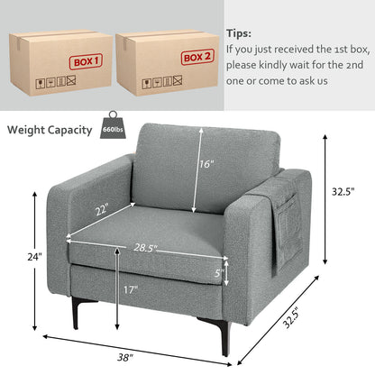 1/2/3/4-Seat Convertible Sectional Sofa with Reversible Ottoman-1-Seat, Gray Accent Chairs at Gallery Canada