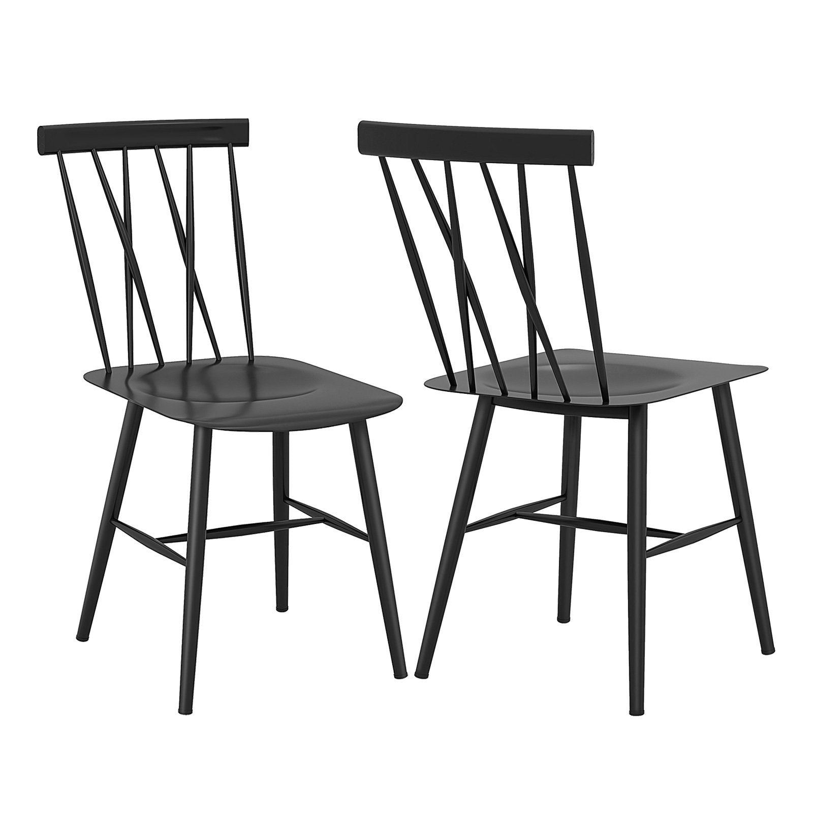 Set of 2 Modern Dining Chairs with Backrest, Black Dining Chairs at Gallery Canada