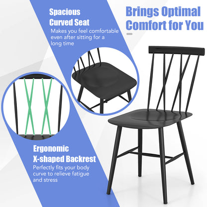Set of 2 Modern Dining Chairs with Backrest, Black Dining Chairs at Gallery Canada