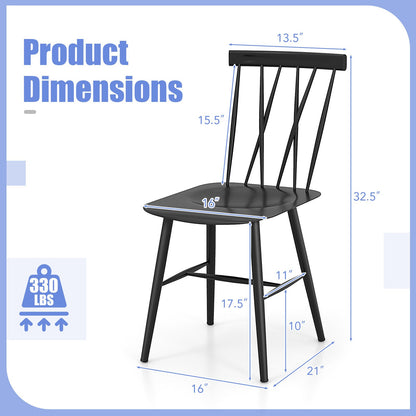 Set of 2 Modern Dining Chairs with Backrest, Black Dining Chairs at Gallery Canada