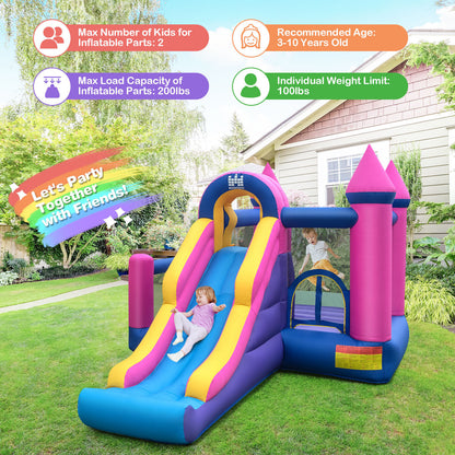 7-in-1 Kids Inflatable Bounce House with Long Slide and 735W Blower, Multicolor Bounce House at Gallery Canada