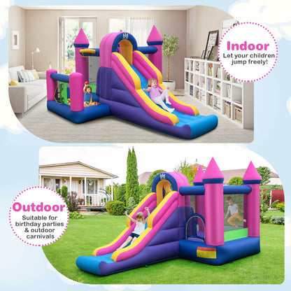 7-in-1 Kids Inflatable Bounce House with Long Slide and 735W Blower, Multicolor Bounce House at Gallery Canada