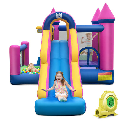 7-in-1 Kids Inflatable Bounce House with Long Slide and 735W Blower, Multicolor Bounce House at Gallery Canada